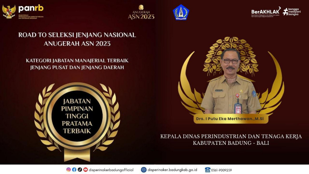 Selamat Kepada Kepala Dinas Perindustrian Dan Tenaga Kerja Kabupaten